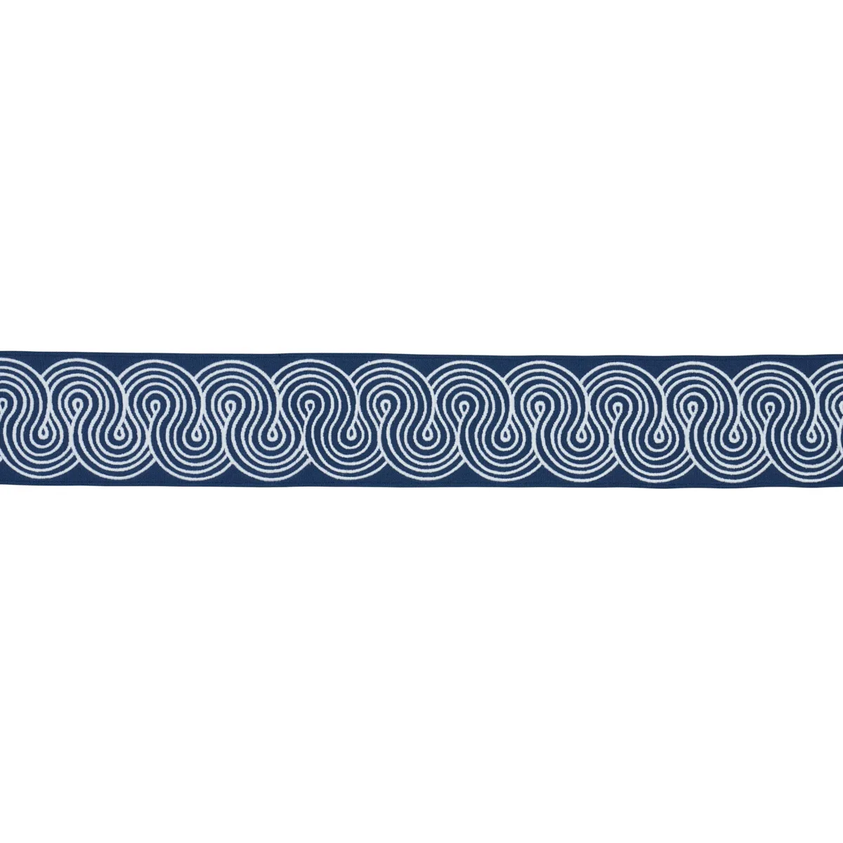 Schumacher Giraldi Embroidered Trim in White on Navy (81253)