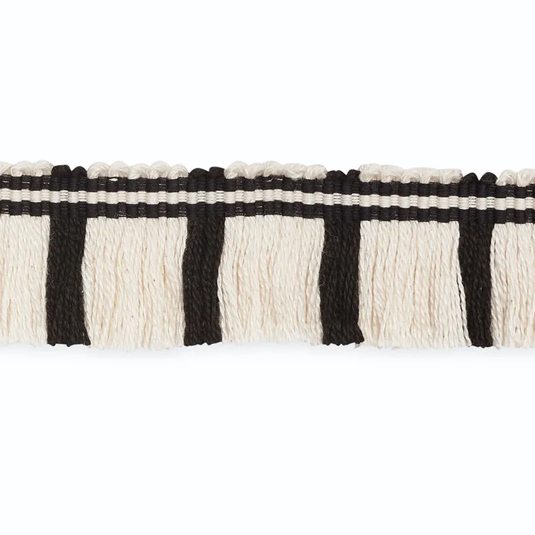 Schumacher Gordon Cut Fringe trim in Ivory/Ebony (CF3021-6)