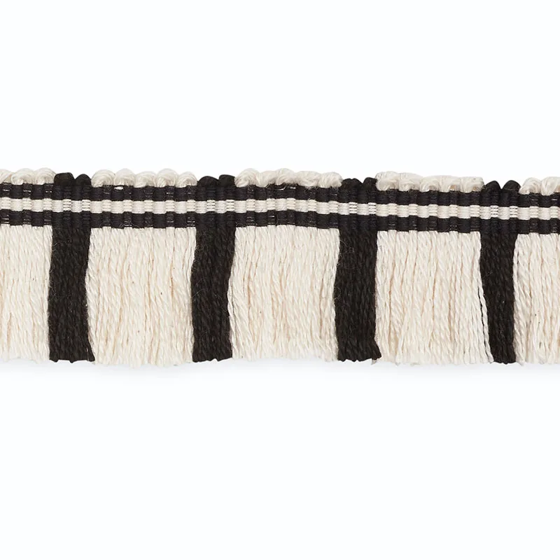 Schumacher Gordon Cut Fringe trim in Ivory/Ebony (CF3021-6)