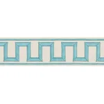 70793 | Greek Key Embroidered Tape - Aqua Schumacher Greek Key Embroidered Tape trim in Aqua (70793)