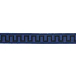 70803 | Greek Key Embroidered Tape - Black on Navy Schumacher Greek Key Embroidered Tape trim in Black on Navy (70803)