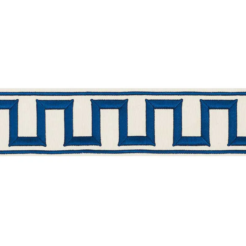 Schumacher Greek Key Embroidered Tape trim in Blue (70791)