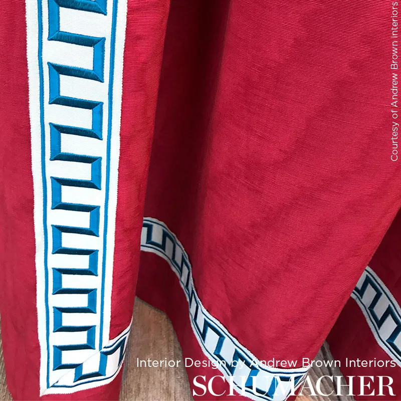 Schumacher Greek Key Embroidered Tape trim in Blue (70791)