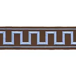 70807 | Greek Key Embroidered Tape - Blue on Brown Schumacher Greek Key Embroidered Tape trim in Blue on Brown (70807)
