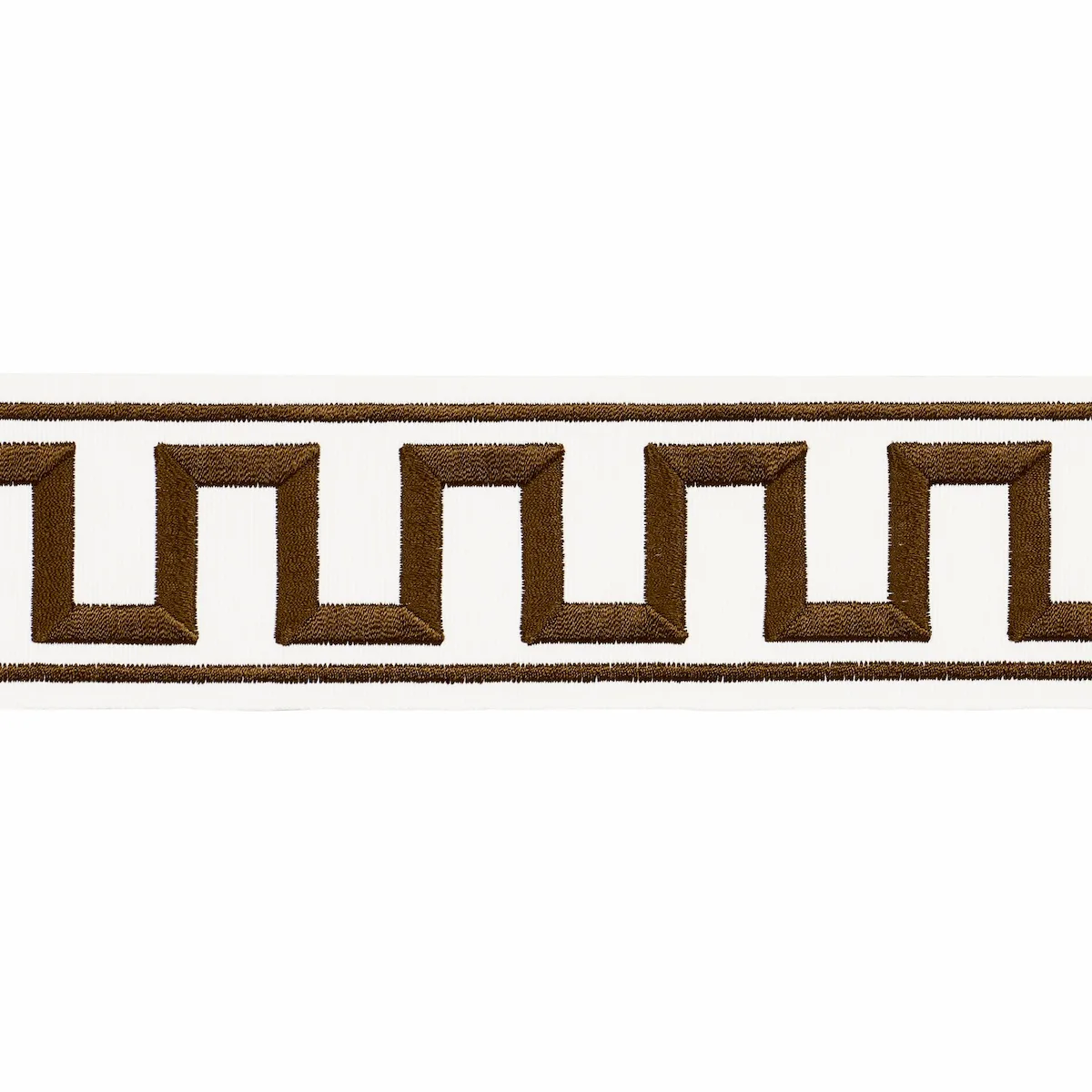 Schumacher Greek Key Embroidered Tape trim in Brown (70808)