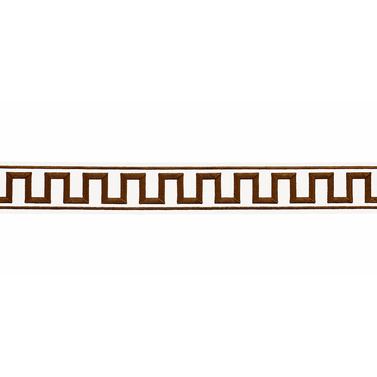 Schumacher Greek Key Embroidered Tape trim in Brown (70808)