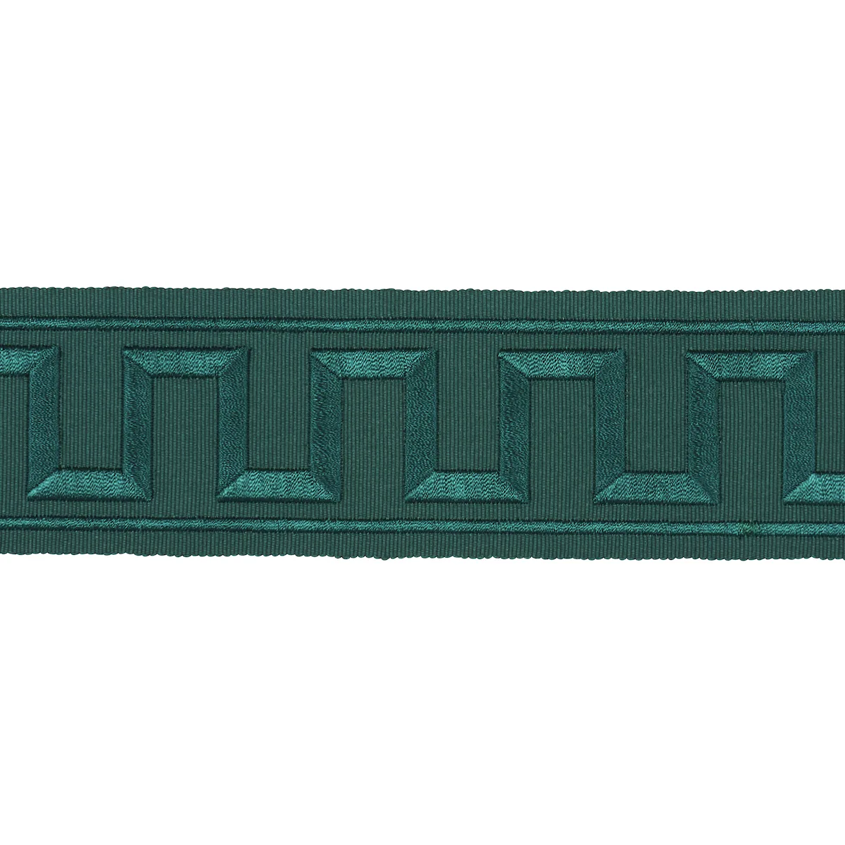 Schumacher Greek Key Embroidered Tape trim in Emerald (70804)
