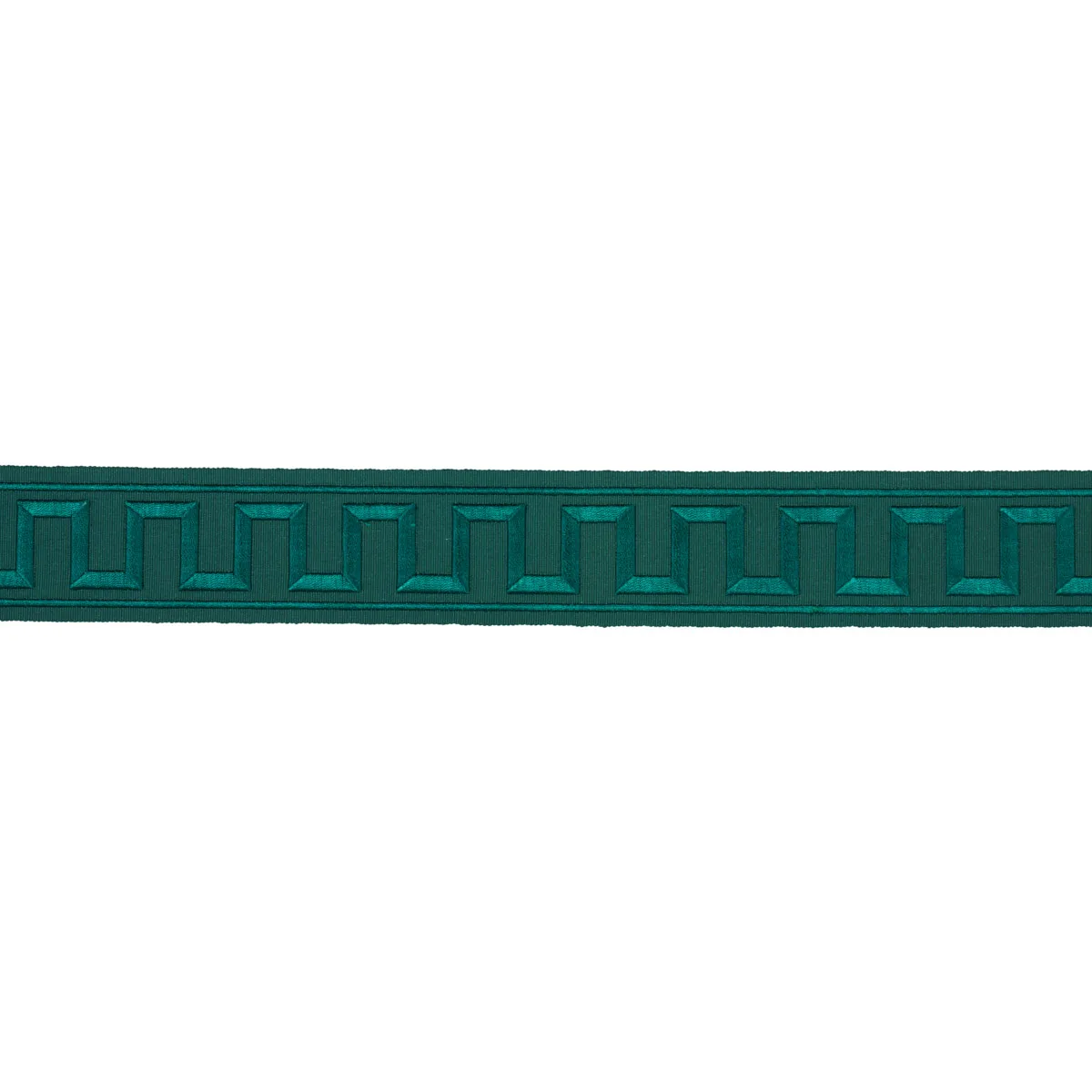 Schumacher Greek Key Embroidered Tape trim in Emerald (70804)