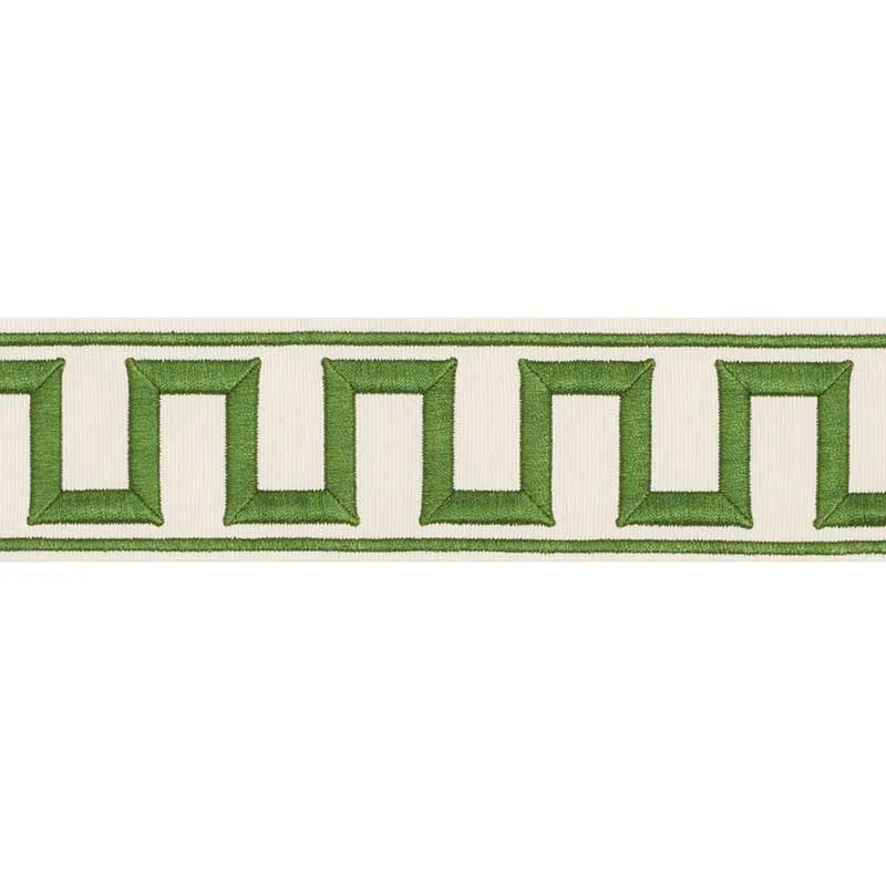 Schumacher Greek Key Embroidered Tape trim in Green (70795)