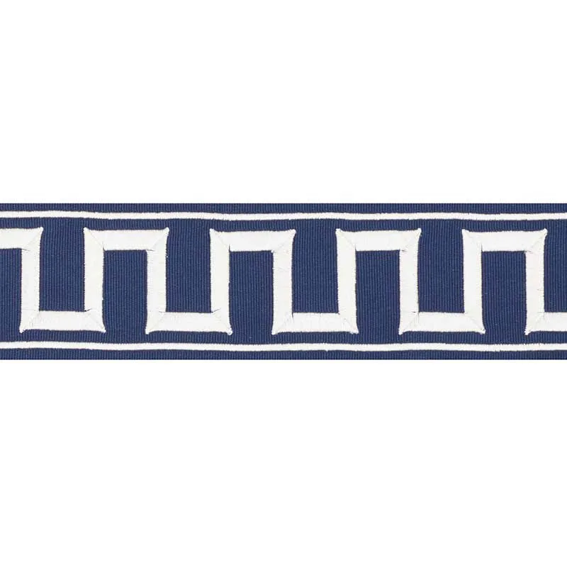 Schumacher Greek Key Embroidered Tape trim in Marine (70797)