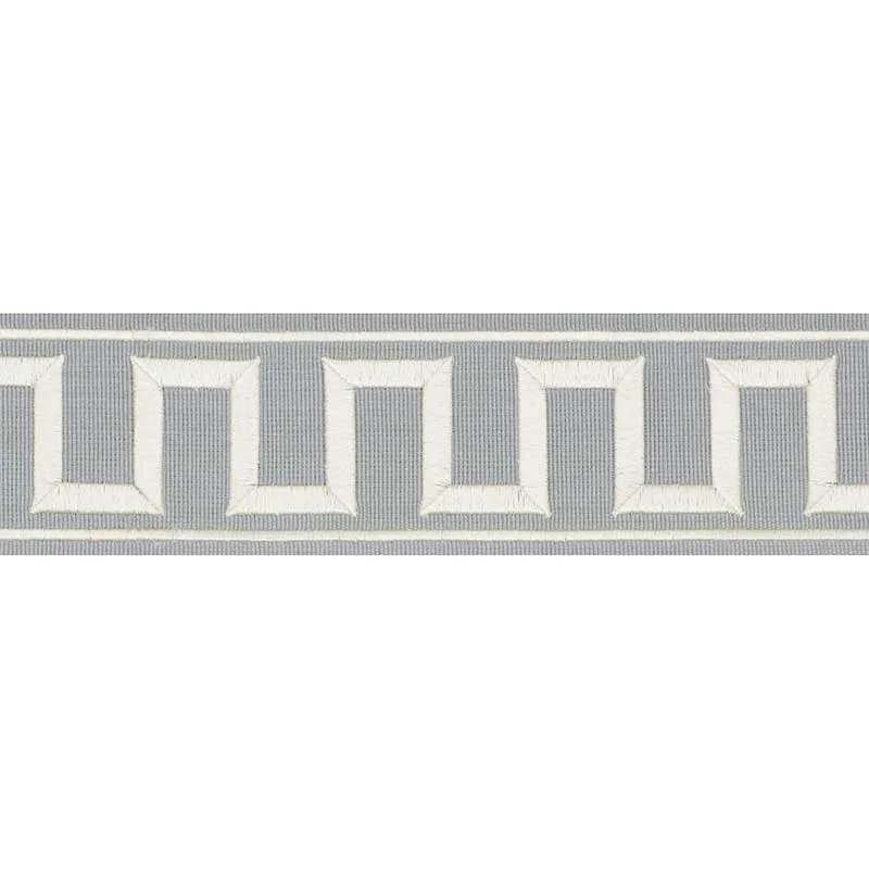 Schumacher Greek Key Embroidered Tape trim in Sky (70801)