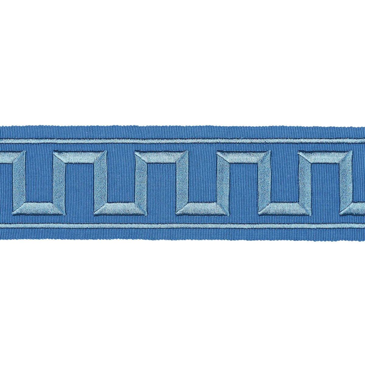 Schumacher Greek Key Embroidered Tape trim in Teal (70806)
