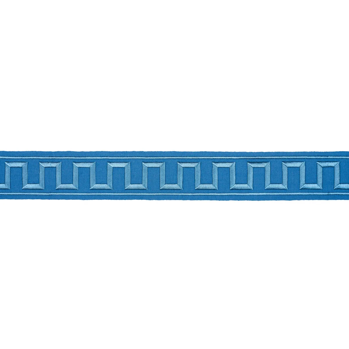 Schumacher Greek Key Embroidered Tape trim in Teal (70806)