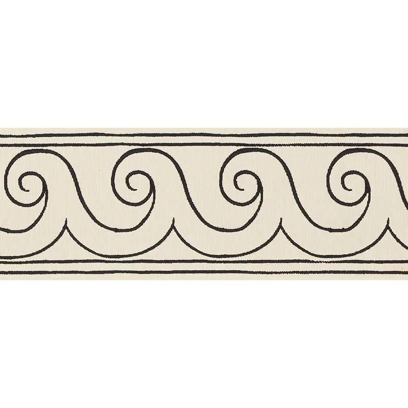 Schumacher Greek Waves Trim in Black on Ivory (70750)
