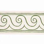 70756 | Greek Waves Trim - Green on Ivory Schumacher Greek Waves Trim in Green on Ivory (70756)