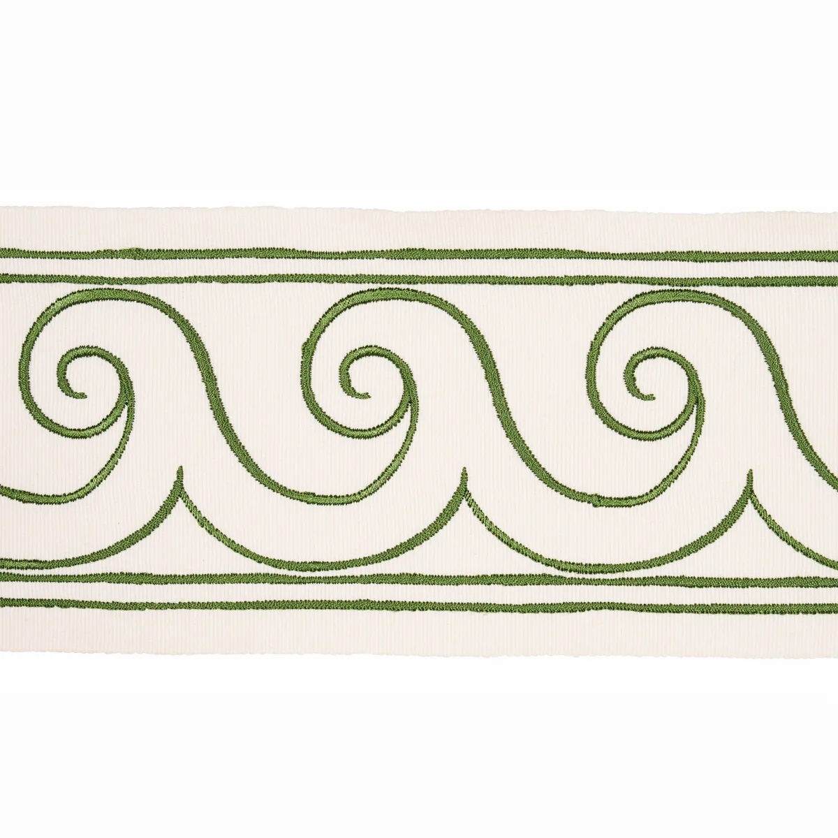 Schumacher Greek Waves Trim in Green on Ivory (70756)