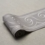 70754 | Greek Waves Trim - White on Grey Schumacher Greek Waves Trim in White on Grey (70754)