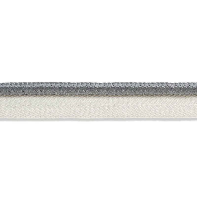 Schumacher Gustave Silk Lip Cord Medium trim in Grey (74553)