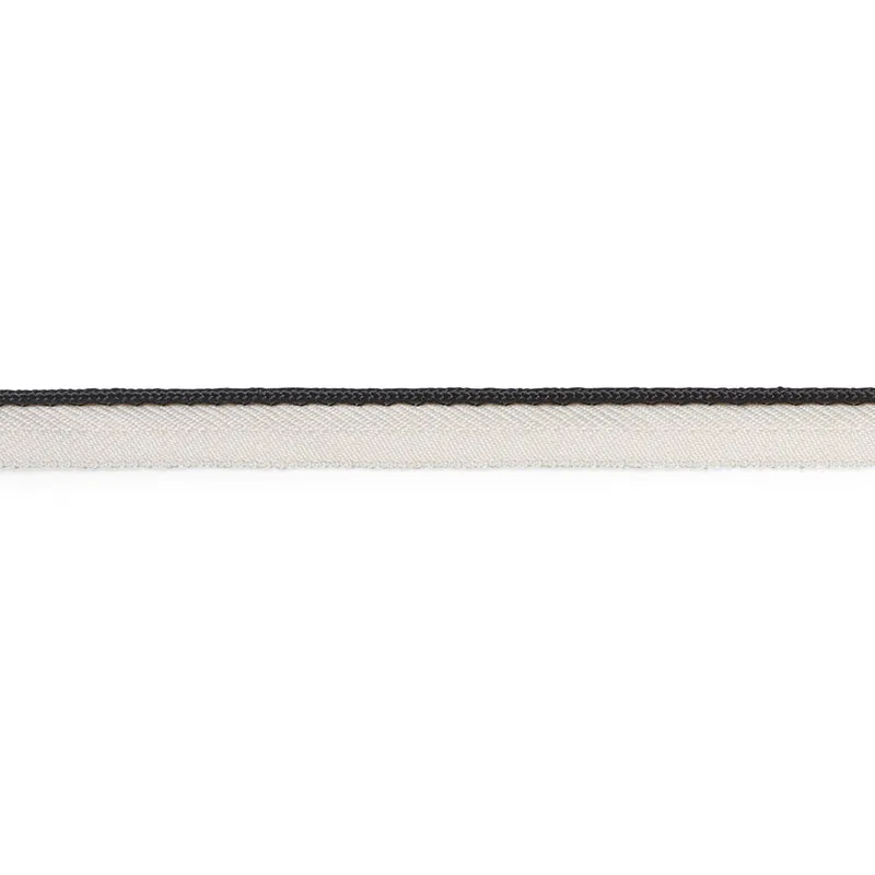 Schumacher Gustave Silk Lip Cord Narrow trim in Black (74531)