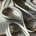 Schumacher Ile Saint-Louis Medium Tape trim in White Black & Silvery Blue (77010)