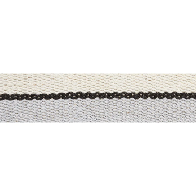 Schumacher Ile Saint-Louis Narrow Tape trim in White Black & Silvery Blue (77000)
