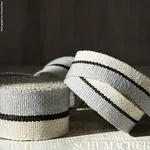 77000 | Ile Saint-Louis Narrow Tape - White Black & Silvery Blue Schumacher Ile Saint-Louis Narrow Tape trim in White Black & Silvery Blue (77000)