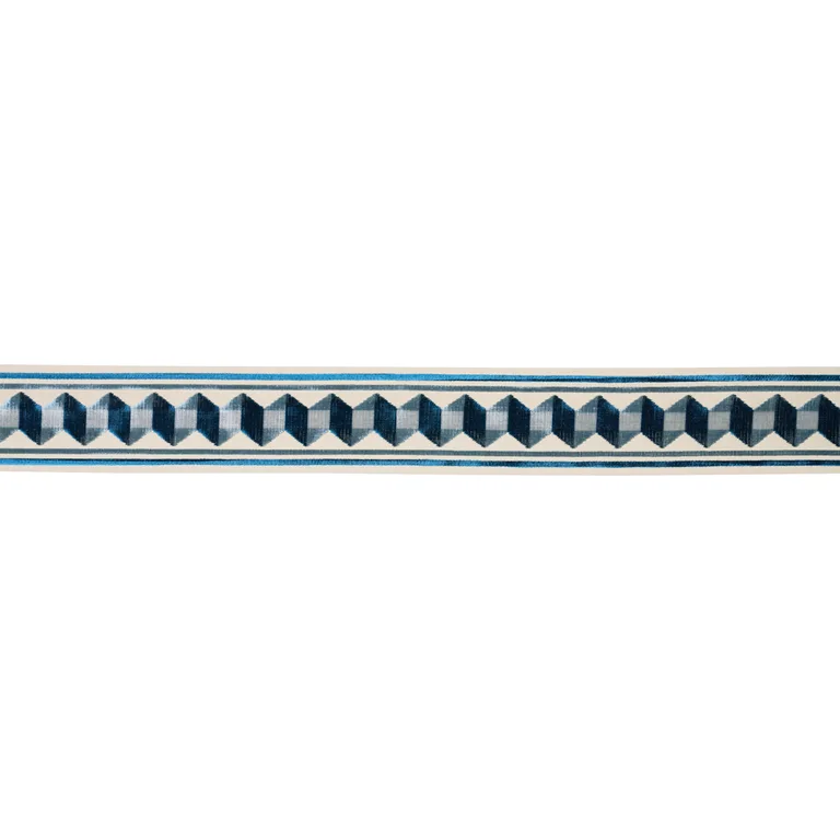 Schumacher Jilly Velvet Tape trim in Staffordshire Blue (87460)