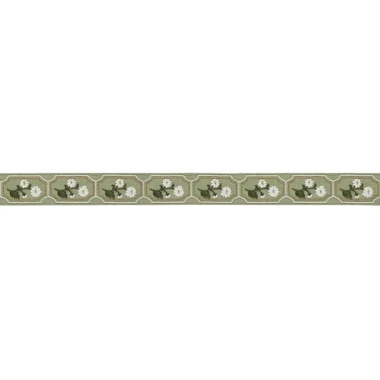 Schumacher Jolie Hand Embroidered Tape trim in Green (86302)