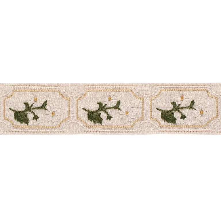 Schumacher Jolie Hand Embroidered Tape trim in Neutral (86300)