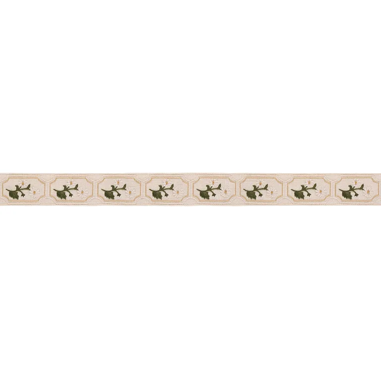 Schumacher Jolie Hand Embroidered Tape trim in Neutral (86300)