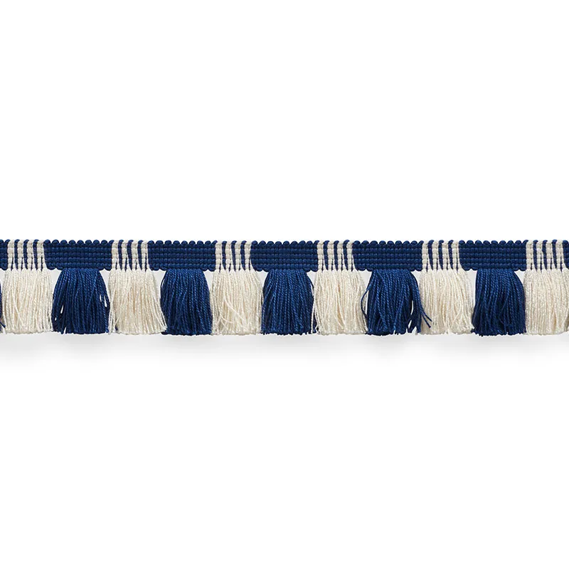 Schumacher Juno Fringe trim in Cobalt & Ivory (75360)