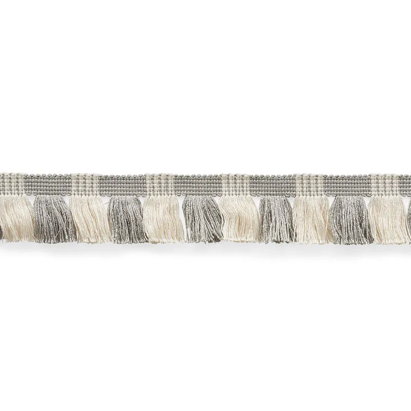 Schumacher Juno Fringe trim in Grey & Ivory (75364)