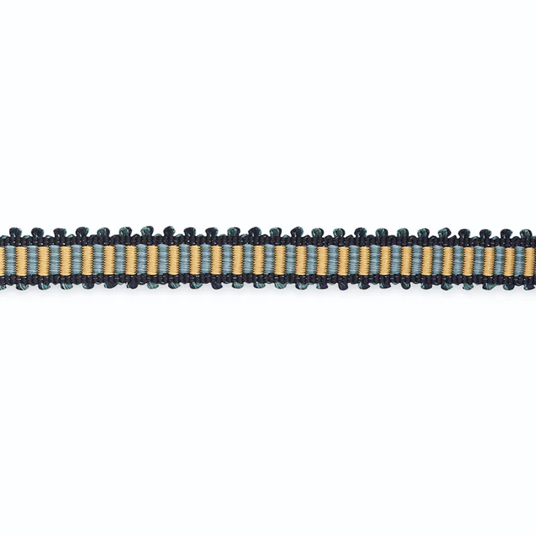 Schumacher Kim Gimp Slk W/Picot Edge 1/2" trim in Gold/Indigo/Navy (G520-3)