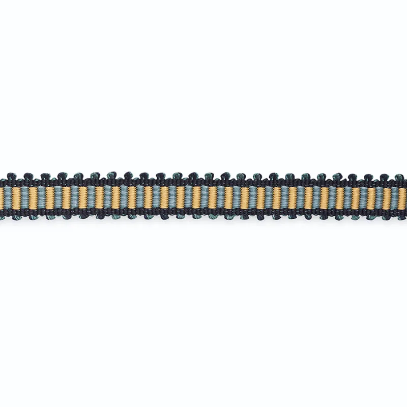 Schumacher Kim Gimp Slk W/Picot Edge 1/2" trim in Gold/Indigo/Navy (G520-3)