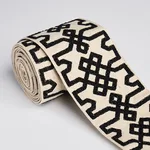 Schumacher Knotted Trellis Tape trim in Black on Unbleached (80880)