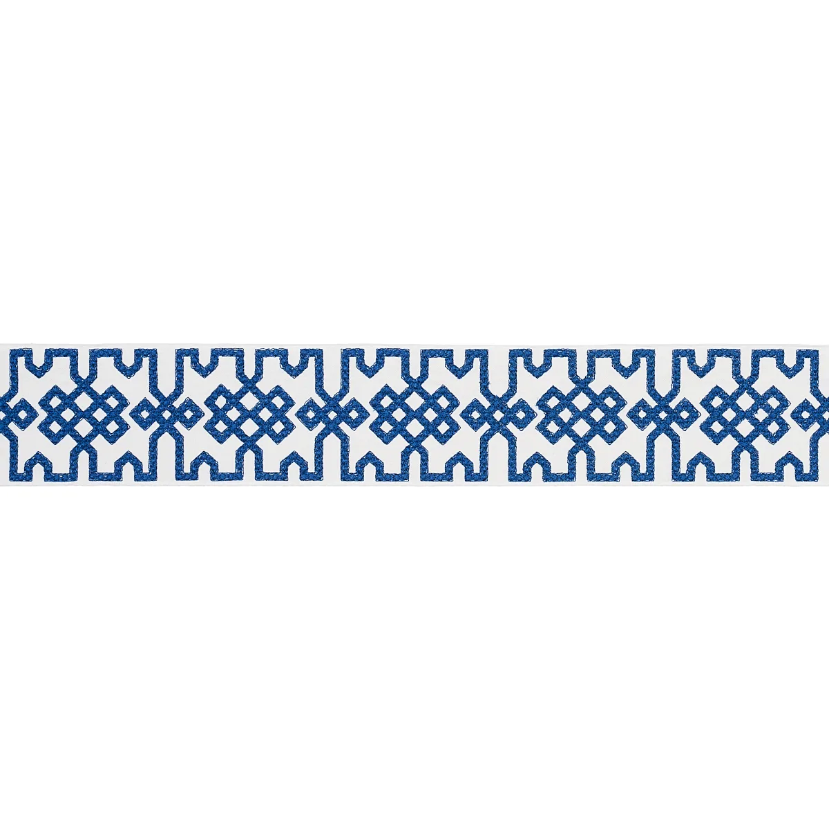 Schumacher Knotted Trellis Tape trim in Blue on White (80883)