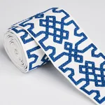 Schumacher Knotted Trellis Tape trim in Blue on White (80883)