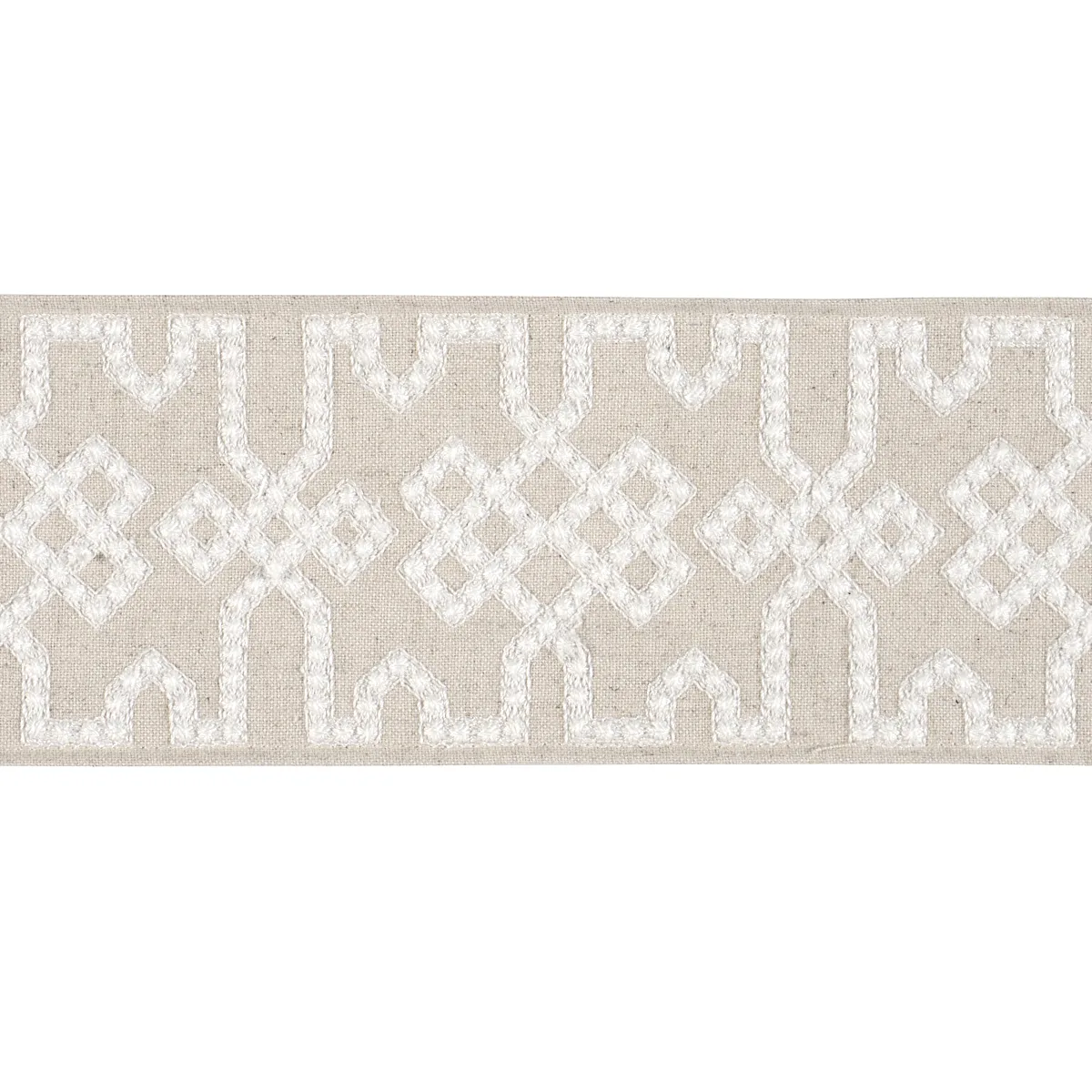 Schumacher Knotted Trellis Tape trim in Grey on Neutral (80885)