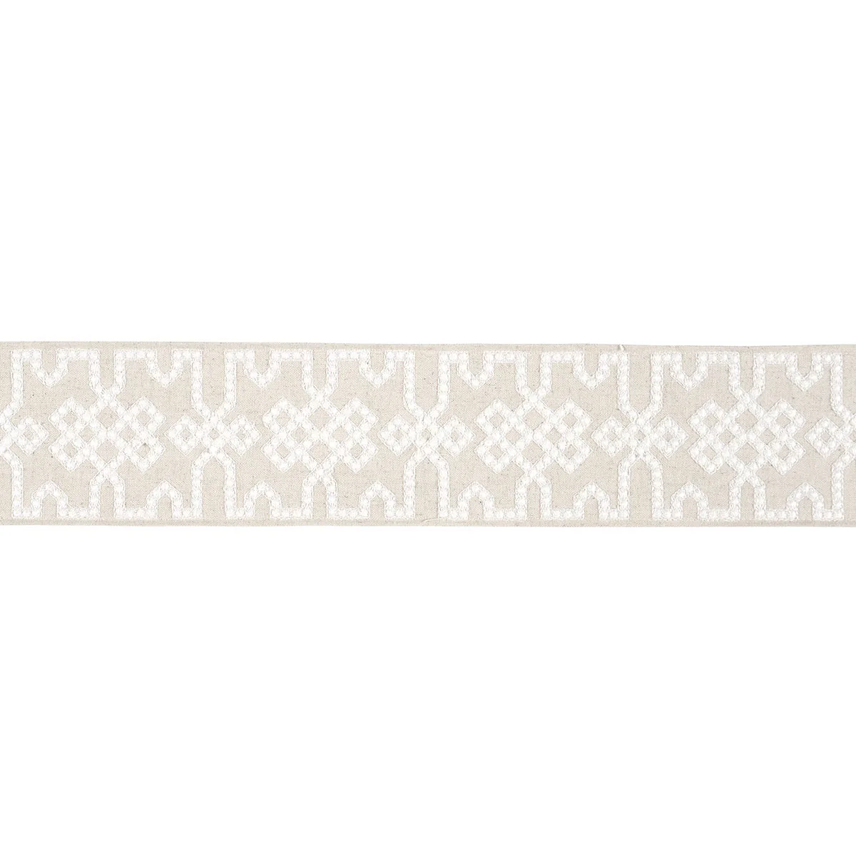 Schumacher Knotted Trellis Tape trim in Grey on Neutral (80885)
