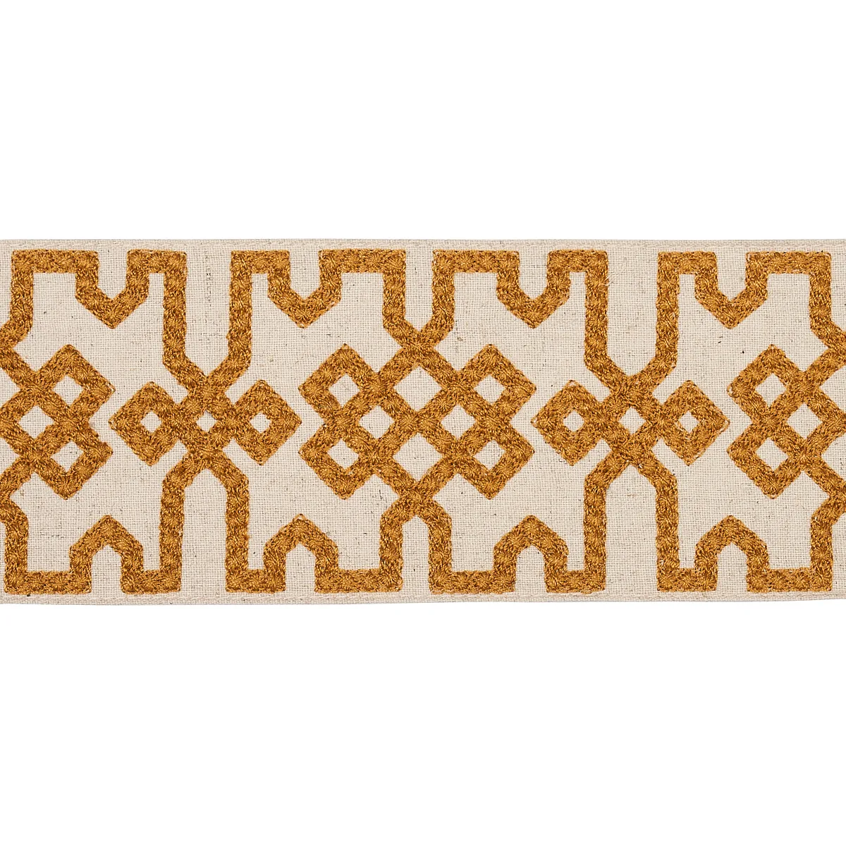 Schumacher Knotted Trellis Tape trim in Ocher on Unbleached (80882)