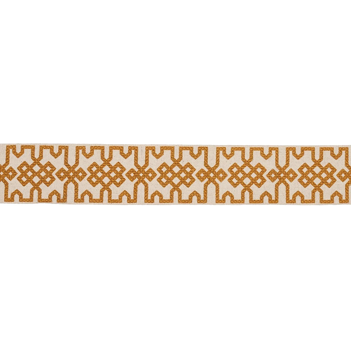Schumacher Knotted Trellis Tape trim in Ocher on Unbleached (80882)