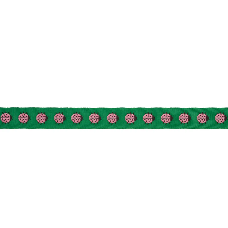 Schumacher Ladybird Tape trim in Pink & Green (77392)