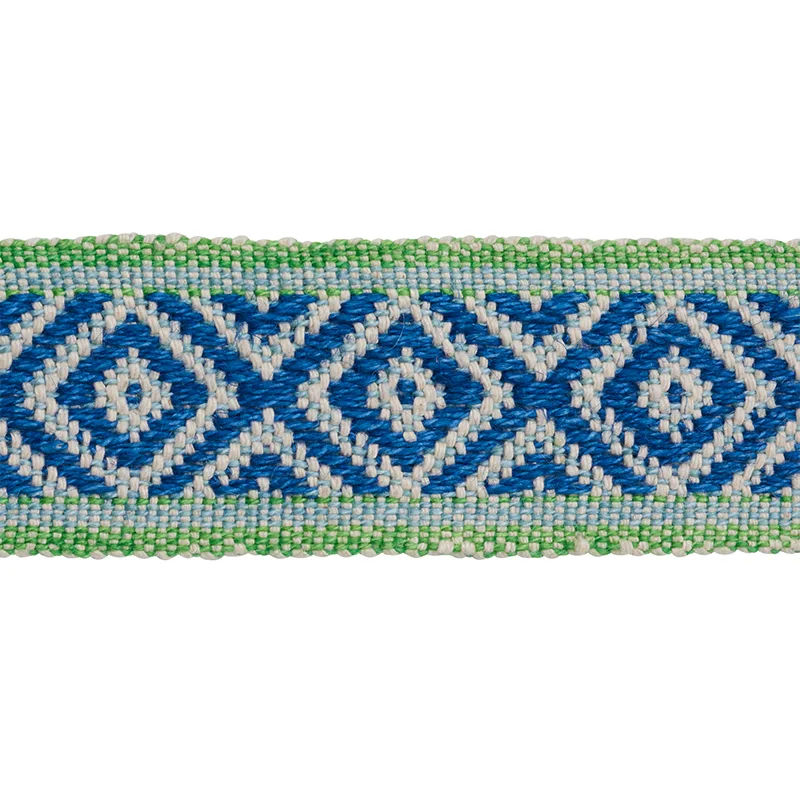 Schumacher Larson Handwoven Tape trim in Blue & Green (77461)