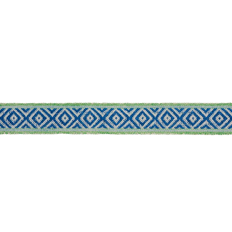 Schumacher Larson Handwoven Tape trim in Blue & Green (77461)