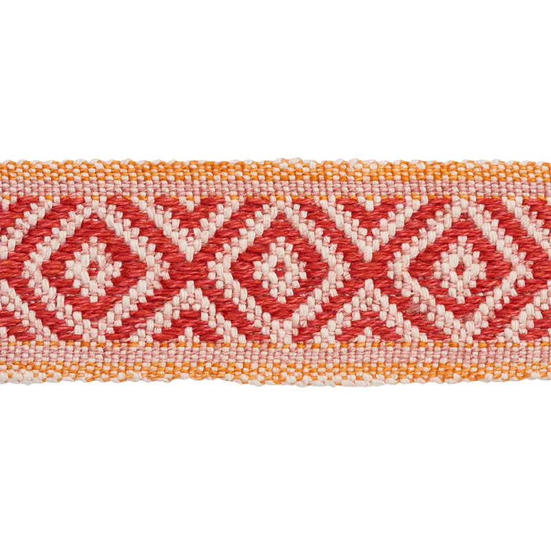 Schumacher Larson Handwoven Tape trim in Red & Orange (77462)