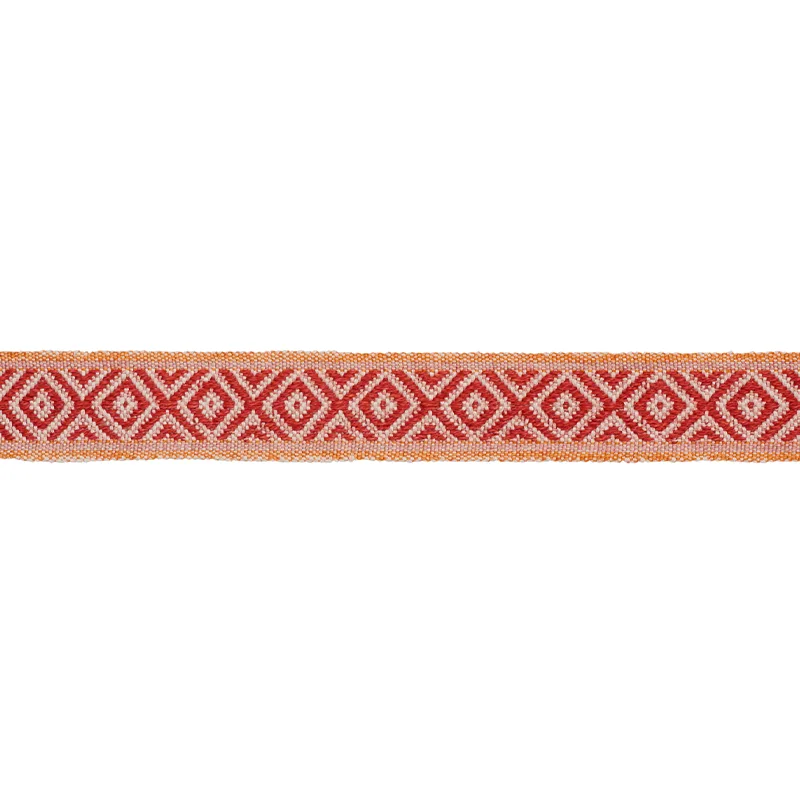 Schumacher Larson Handwoven Tape trim in Red & Orange (77462)