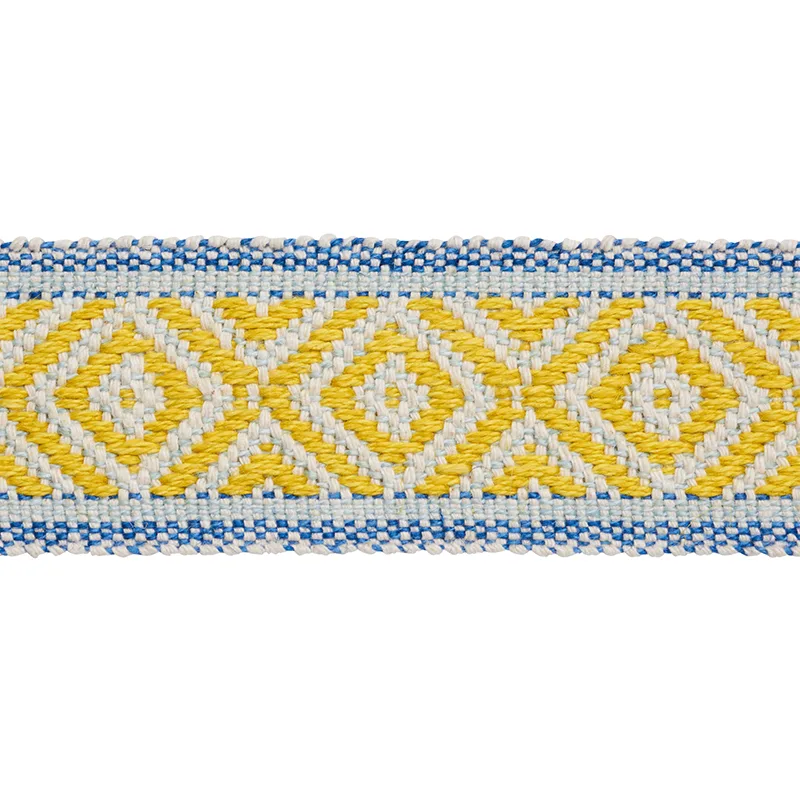Schumacher Larson Handwoven Tape trim in Yellow & Blue (77460)