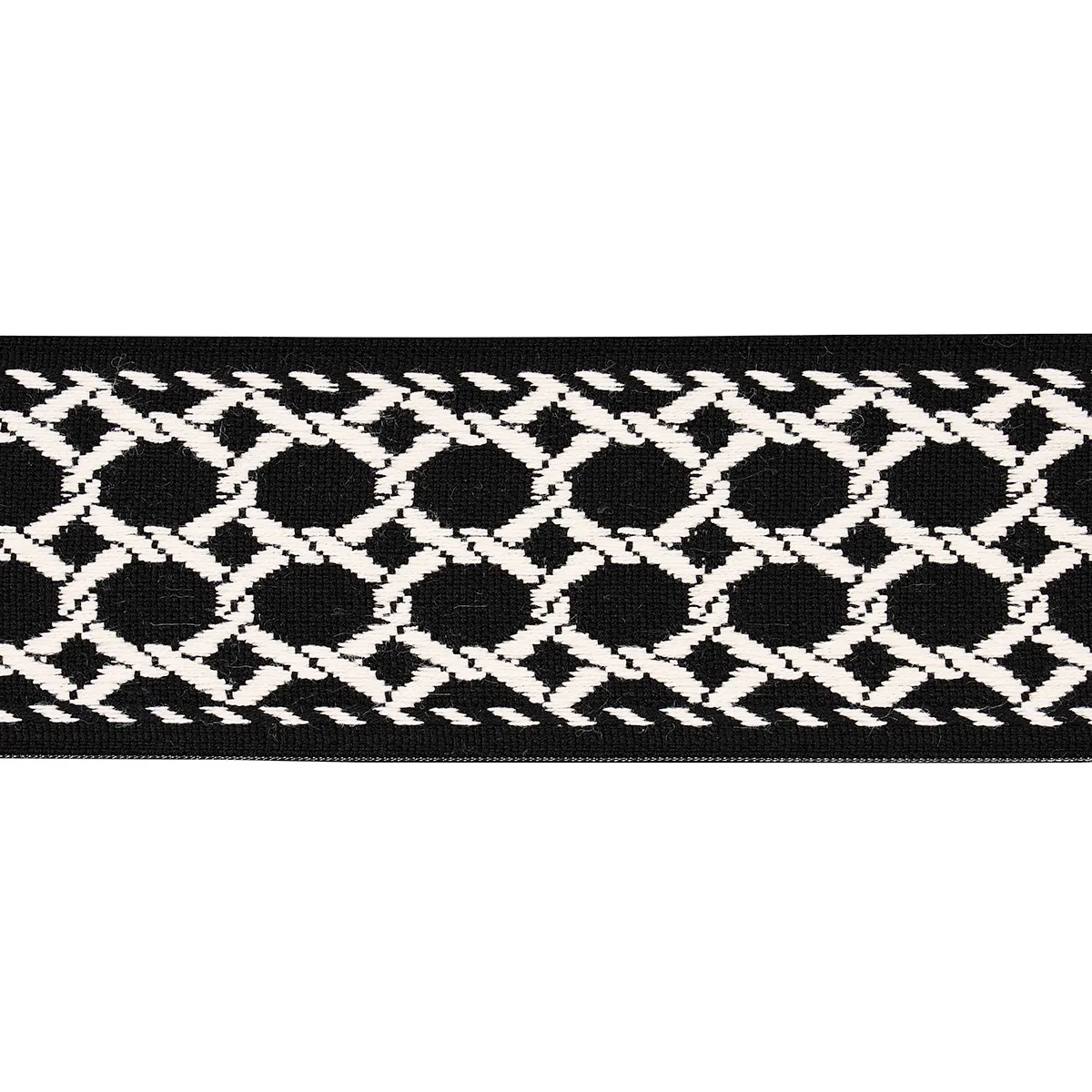 Schumacher Lattice Indoor/Outdoor Tape trim in Black (82824)