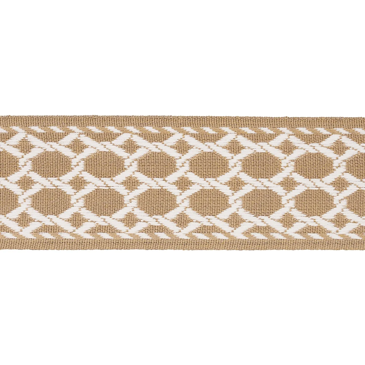 Schumacher Lattice Indoor/Outdoor Tape trim in Sand (82823)