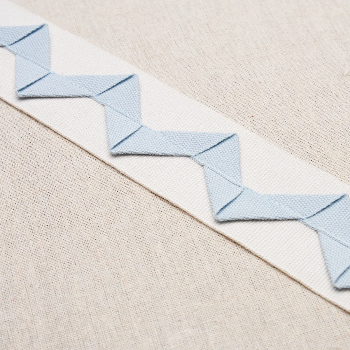 82240 | Lazare Appliqué Tape - Sky on Ivory Schumacher Lazare Appliqué Tape trim in Sky on Ivory (82240)